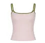 Scoop Neck Contrast-Trim Slim-FIt Camisole Top / Low Waist Tie-Waist Mini Pencil Skirt