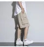 Drawstring Waist Plain Cargo Shorts