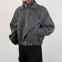 Stand Collar Zip-Up Plain Jacket
