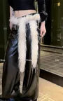 Plain / Leopard Print Faux Fur Narrow Scarf