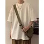 3/4-Sleeve Round Neck Plain Oversized T-Shirt