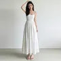 Spaghetti Strap Pleated A-Line Midi Dress