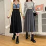High Waist Pleated Midi A-Line Skirt