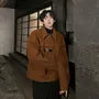 Lapel Collared Plain Single-Breasted Coat