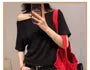 Short-Sleeve Off Shoulder Plain Top