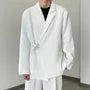 Notch Lapel Plain Buckle Wrap Blazer