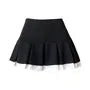 High Waist Pleated Lace Trim Skort