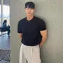 Short-Sleeve Notch Neck Plain T-Shirt