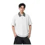 Mock Two-Piece Elbow-Sleeve Plaid Collar Polo Shirt