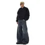 Mid Rise Paneled Washed Wide Leg Jeans