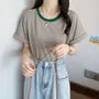 Short-Sleeve Round Neck Striped Tee