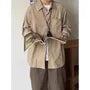 Long-Sleeve Collared Striped Corduroy Button Up Shirt
