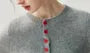 Crew Neck Contrast Cuff Button-Up Cardigan