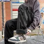 Mid Waist Fleece-Lined Plain Wide Leg Cargo Pants