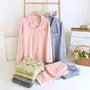 Couple Matching Pajama Set: Long-Sleeve Lapel Collar Plaid Button-Up Top + Pants (Various Designs)