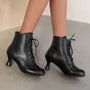 Brogue Lace-Up Kitten Heel Short Boots