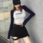Mid Waist Cutout Denim Hot Pants