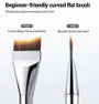 2 in 1 Curved Flat Foundation Brush with Spatula Brown & Silver - One Size