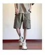 Drawstring Waist Plain Cargo Shorts