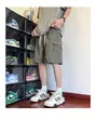 Drawstring Waist Plain Cargo Shorts