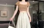 High-Rise Pleated Midi A-Line Skirt