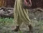 Mid Waist Plain Cropped Baggy Ramie Pants
