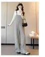 Maternity Long-Sleeve Crew Neck Plain Tee / Striped Wide Leg Jumper Pants / Set