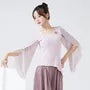 Long-Sleeve Round Neck Plain Ruffle Dance Top