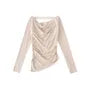 Long Sleeve Cold-Shoulder Plain T-Shirt