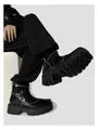 Platform Square Toe Plain Zipped Genuine Leather Short Boots