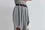 Unisex Elastic Waist Distressed Plain Loose-Fit Sweatpants