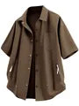 Short-Sleeve Plain Button-Up Shirt