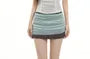 Mock Two-Piece Cowl Neck Two Tone Lace Trim Ruched Mesh Crop Tank Top