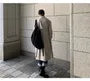 Lapel Collar Plain Double-Breasted Long Trench Coat