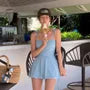 Spaghetti Strap Plain Mini A-Line Swim Dress