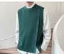 Crew Neck Plain Asymmetrical Button-Up Sweater Vest