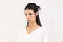 Short-Sleeve V-Neck Plain Shirred T-Shirt