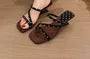 Square-Toe Polka Dot Chunky Heel Slide Sandals