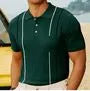 Short-Sleeve Color Block Knit Polo Shirt