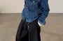 Collared Washed Panel Button Denim Jacket