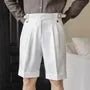 Mid Waist Plain Wide Leg Dress Shorts