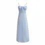 Spaghetti Strap Scoop Neck Gingham Tie Front Maxi A-Line Dress