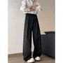 Mid Rise Plain Pleated Wide Leg Dress Pants