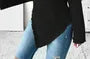 [XL -3XL] Long-Sleeve Boatneck Asymmetrical Plain Top