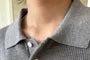 Short-Sleeve Plain Knit Polo Top