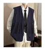 V-Neck Two Tone Pocket Detail Zip Vest