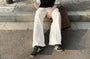 Mid Rise Plain Wide Leg Jeans