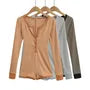 Long-Sleeve Henley Striped Romper