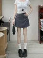 High Waist Plain Asymmetrical Mini A-Line Skort