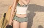 Set: Halter Striped Bikini Top + Bottom + Underbust Plain Tank Top